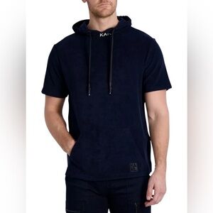 Ex Cond! Karl Lagerfeld Paris Navy Terry Hoodie - Men's MED Pullover Sweatshirt